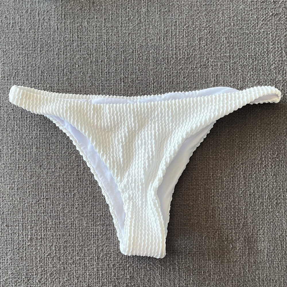 SHEIN White Textured Ribbed Bikini Bottom